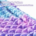thumbnail image 3 of Mermaid Tail Blanket. Soft Warm Plush Fleece Sleeping Bag Snuggle Blanket for Teens 155 x 48 cm Rainbow Ombre. Fish Scale Pattern. Starry SKY, 3 of 5