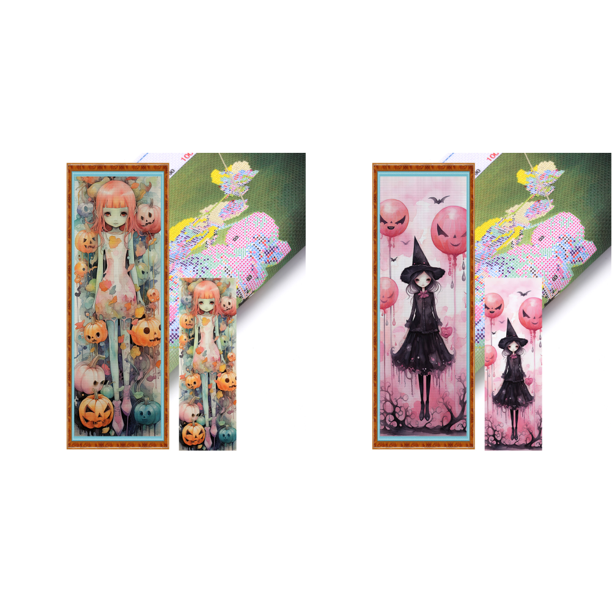 Hilo Algodón Ecológico Bordado Punto Cruz Niña Halloween Con 11CT 30x80cm