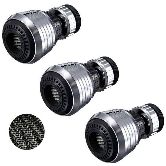 Wideskall 3-Pack 360 Rotate Swivel Dual Settings Nozzle Aerator Faucet Adapter Water Saving Tap