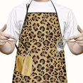 thumbnail image 2 of Brown and Black Leopard Print Apron-Garden Aprons for Women with Pockets-Cotton Linen Waterproof Kitchen Cooking Gardening Aprons Adjustable for Kitchen,Cooking,BBQ and Salon 33x27 Inch, 2 of 7