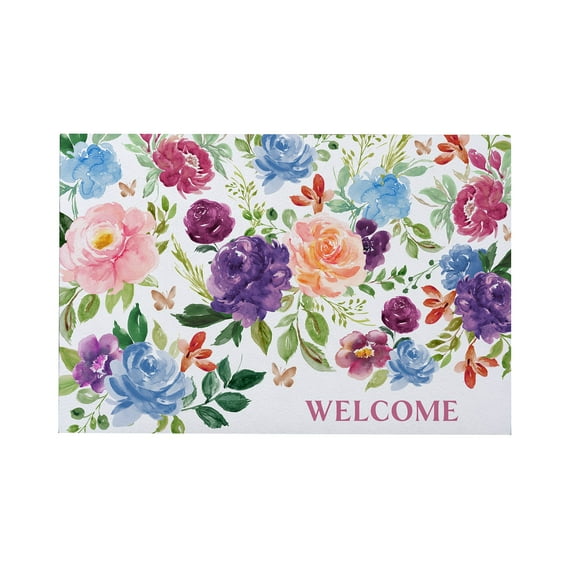 Personalization Mall Blooming Blossoms Welcome Doormat, 18x27