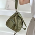 thumbnail image 3 of 2023 New Nylon Women Bag Middle Shoulder Bag Korean Style Drawstring Bucket Bag Casual Light Youth Soft Crossbody Bag Bolsas Beige, 3 of 6