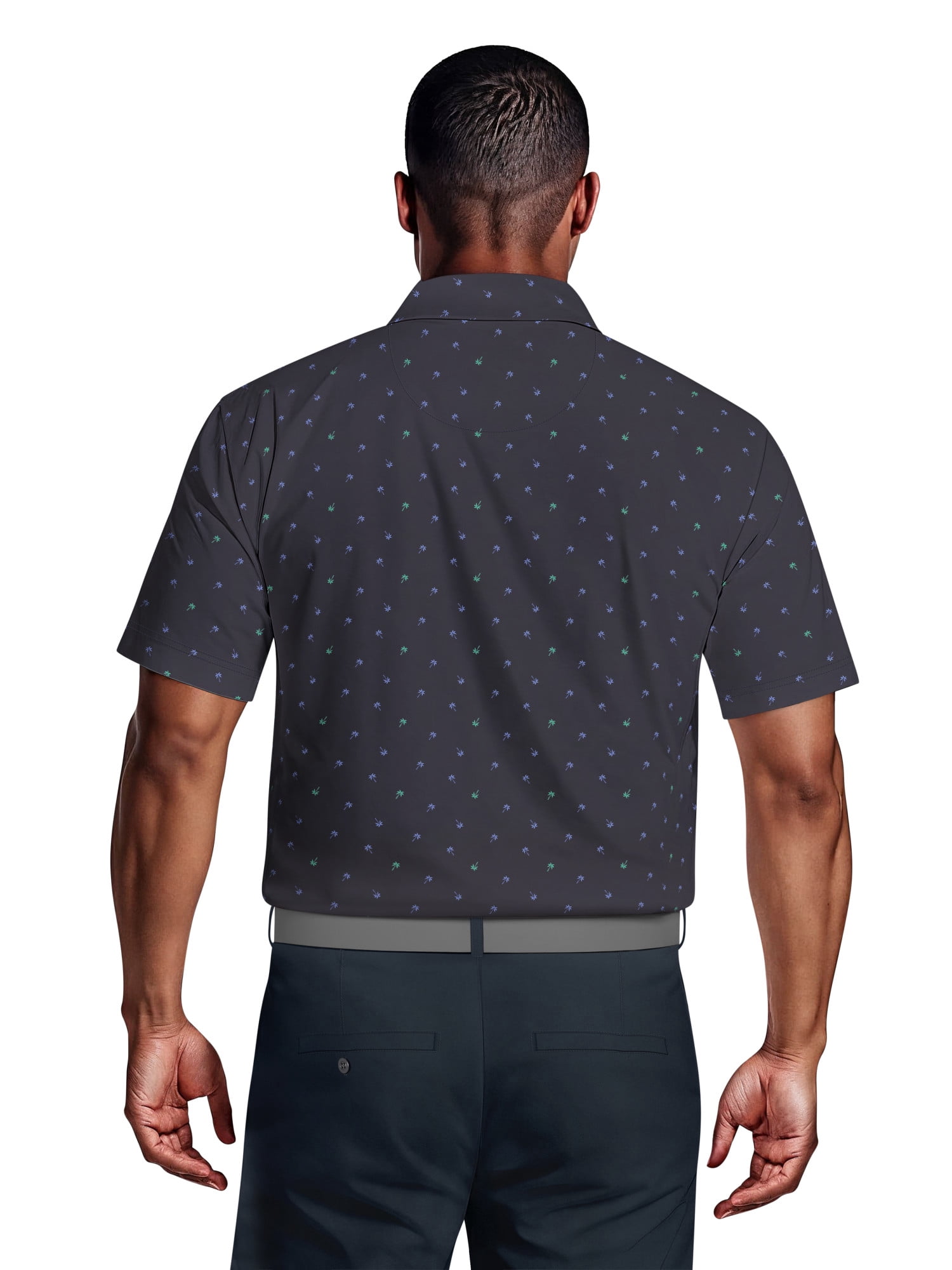 Ben Hogan Men's & Big Men's Performance Palm Tree Print Short Sleeve Polo Shirt, up to 5XL