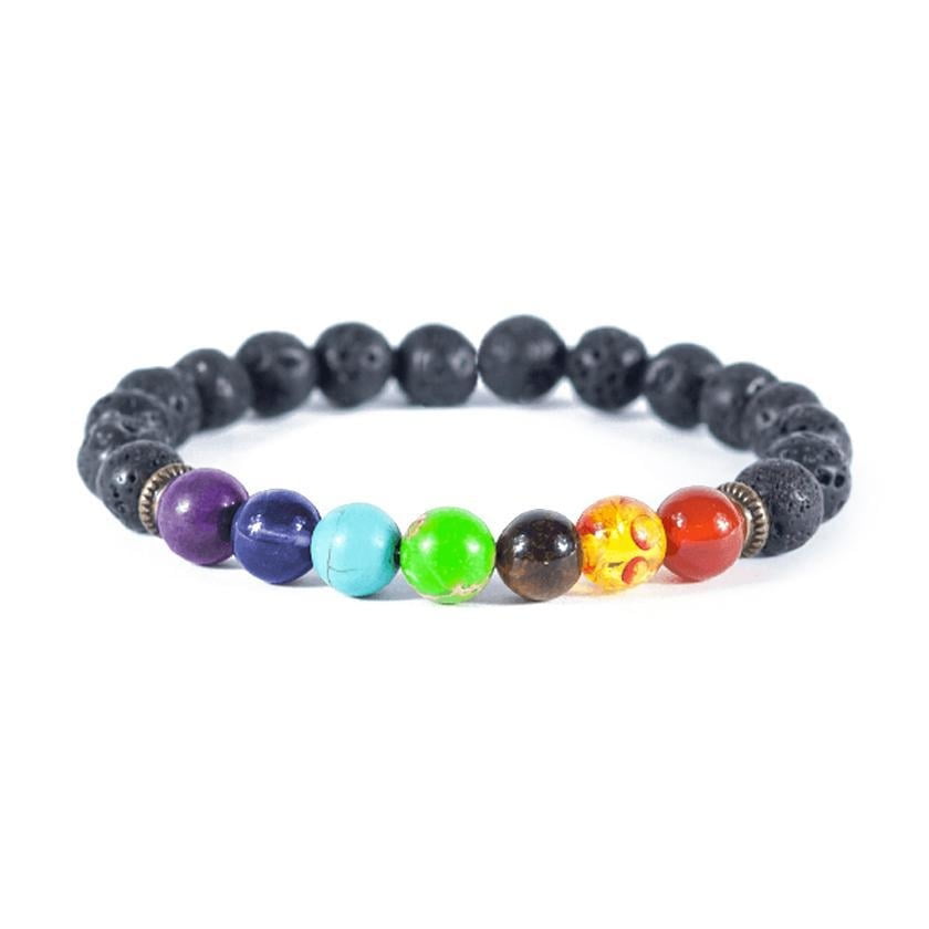 SIVITE 7 Chakra Stone Tigereye Agate Beads Bracelet Heart Pendant Yoga Meditation Healing Energy Bracelet 