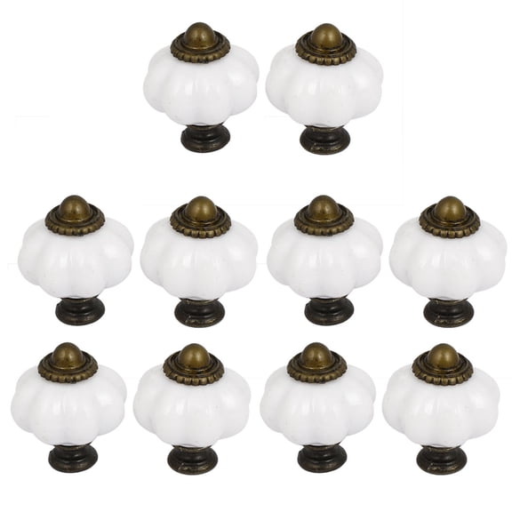 Unique Bargains 10-Pack Plastic Cabinet Drawer Pull Handle Knob White Finish