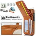 thumbnail image 3 of Allytechgroup iPhone 15 Wallet Case, Ring Holder Stand Cards Slots Shockproof Retro Flip Back Cover Phone Case for Apple iPhone 15, Brown, 3 of 7
