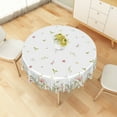 thumbnail image 5 of Nanqianyi White Round Tablecloth 60 inch With Pink Floral Green Leaves Plants, Waterproof Table Cover for Kitchen Decoration, 5 of 8