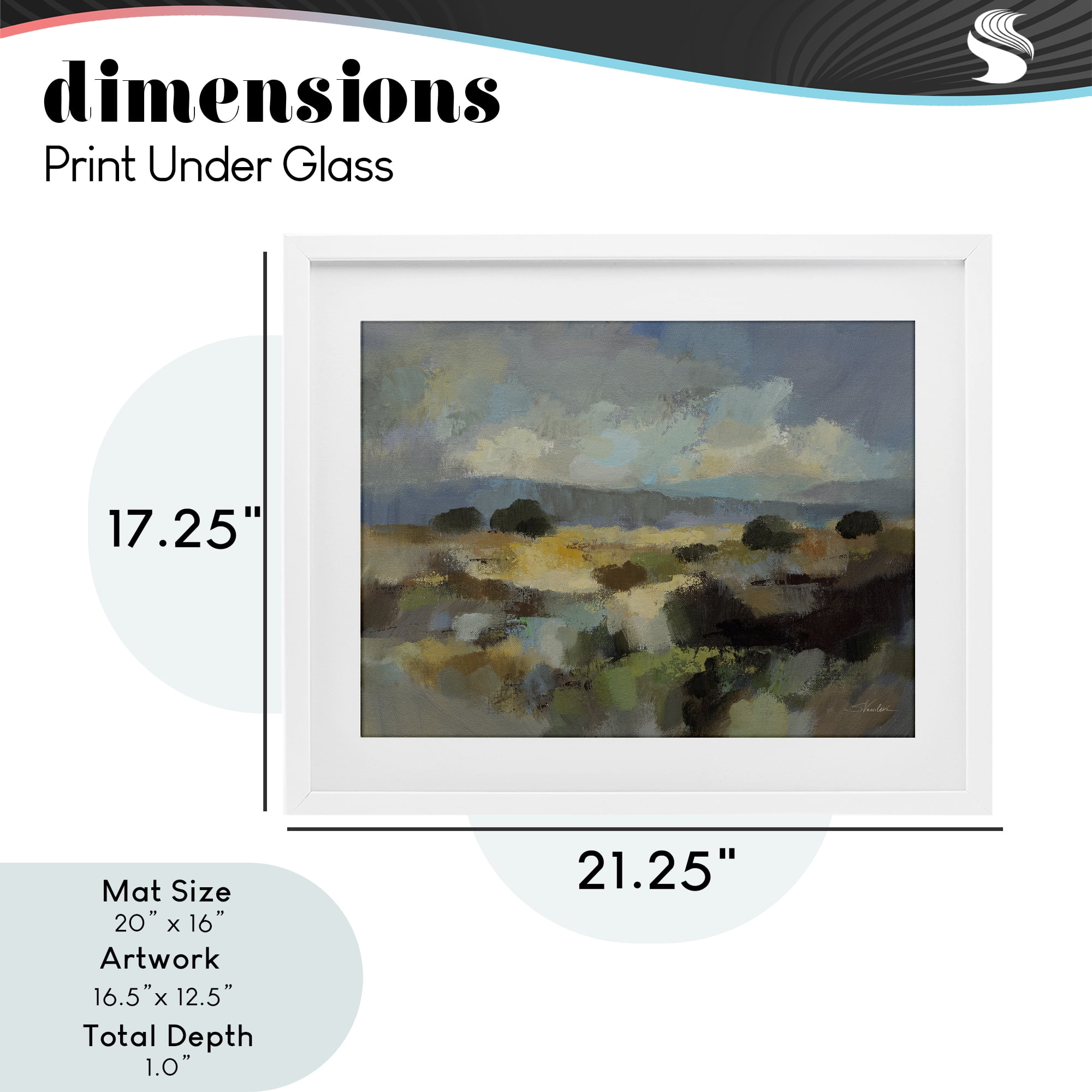 Stupell Industries Muted Blue Landscape with Clouds White Framed Print Under Glass, design by Silvia Vassileva