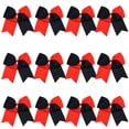 thumbnail image 1 of 8 Inch 2 Colors Jumbo Cheerleader Bows Ponytail Holder Cheerleading Bows Hair 12 Pcs (Red/Black), 1 of 2