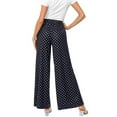 thumbnail image 5 of Women's Wide Leg Pants Casual Palazzo Summer Flowy Pants Elastic High Waist Lounge Drawstring Long, 5 of 5