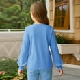 thumbnail image 3 of Drmagiyhm Girls Long Sleeve T Shirts Size 10-12 Casual Crewneck Solid Color Shirt Loose Basic Fall T-Shirt Little Girl Comfy Tops, Tees & Blouses Blue 4-5 Years, 3 of 3