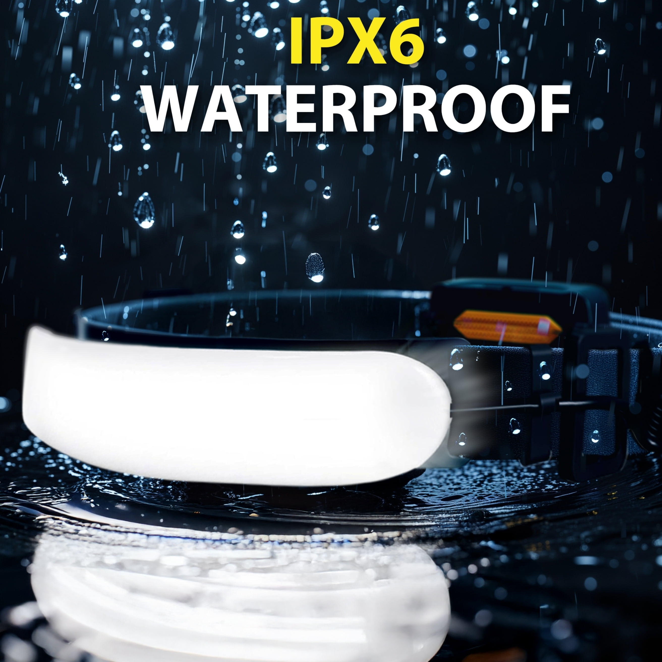DecorX Headlamp Rechargeable 1500 Lm LED for Adults, 230° Wide Beam, Adjustable Light Bar, 5000mAh Battery, IPX6 Waterproof + Multitool