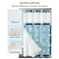 thumbnail image 2 of No Hook Cloth Fabric Shower Curtain with Snap in Liner, Light Blue White Flowers Waterproof Shower Curtains Set with See Through Top Window, Rustic Vintage Botanical Leaves Bath Curtains 72"x96", 2 of 6