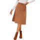 thumbnail image 1 of Falda midi elástica Allegra K con bolsillos de ante sintético Caramelo XL, 1 of 5