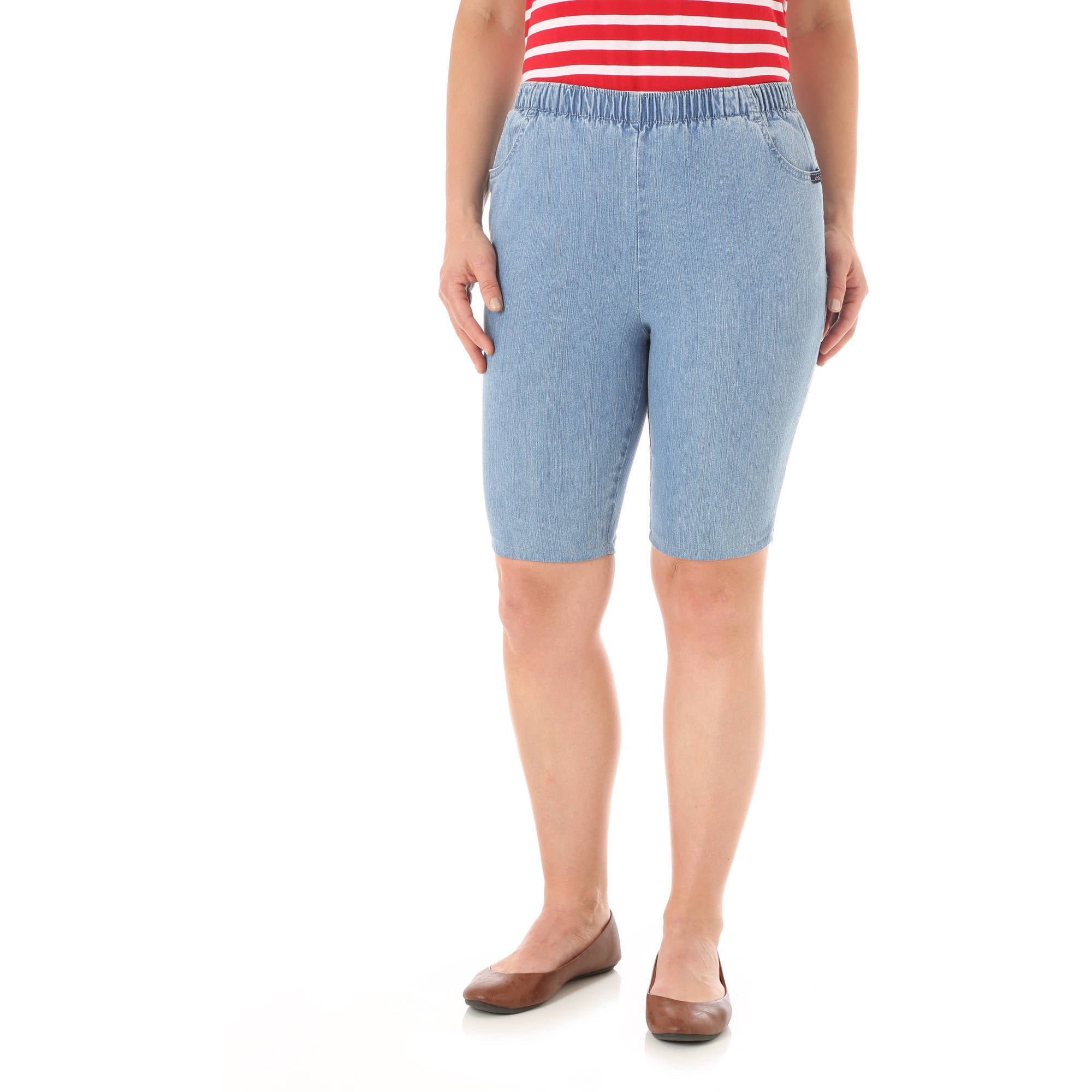 women's pull on denim shorts