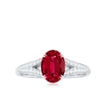 thumbnail image 4 of Rosec Jewels Lab Created Ruby Solitaire Ring with Diamond Accent, Oval Cut Created Ruby Ring for Women, 10K White Gold, US 8.50, 4 of 8