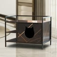 thumbnail image 3 of Pefilos 30" Enclosed Cat Litter Box Furniture, Hidden Litterbox Enclosures for Cat House, Pet Crate with Iron and Wood Sturdy Structure Privacy, Black, 3 of 11