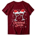 thumbnail image 4 of Gibobby Tops navideños para mujer Navidad Copa de de nieve Impresión O Cuello Manga corta Camiseta suelta Blusa Tops(Vino,XG), 4 of 4