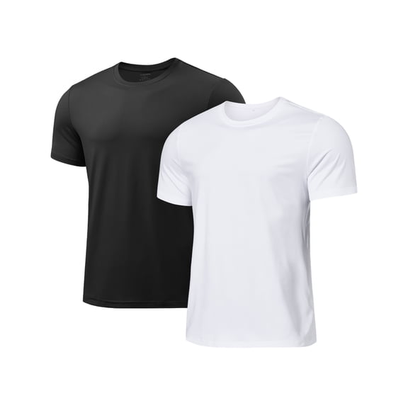Men's 2 Pack Active Quick Dry T-Shirts Tagless Short Sleeve Tees for Running, Sports, Workout, Gym, Casual