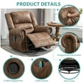 thumbnail image 6 of MEETWARM Massage Swivel Rocker Recliner with Heat and Vibration, Manual Glider Rocking Recliner Chair, 360Swivel Lounge Reclining Chair with Remote Control/USB Ports for Living Room(Brown), 6 of 7