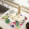 thumbnail image 2 of Yayeee Dish Drying Mat for Kitchen Counter 18" x 24" Microfiber Super Absorbent Coffee Decorative Pad, Pink Raspberries, 2 of 9