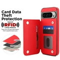 thumbnail image 6 of Dteck for Google Pixel 9 Pro / 9 Case PU Leather Wallet with Card Holder, Flip Cover Kickstand Magnetic Closure Shockproof Heavy Duty Hard Protective Case, Red, 6 of 7