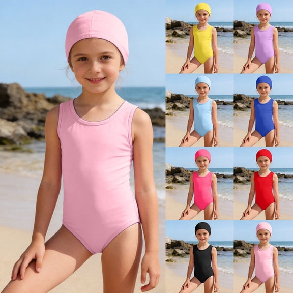 CAIXIA Girls One Piece Swimsuit Adjustable Wide Straps 4t Bathing Suits for Girls Colorful Contrast Bow Back Modest Ruched Girls Swimsuit Size 7 Quick-Dry Mesh Summer Swimwear,7-8 Years