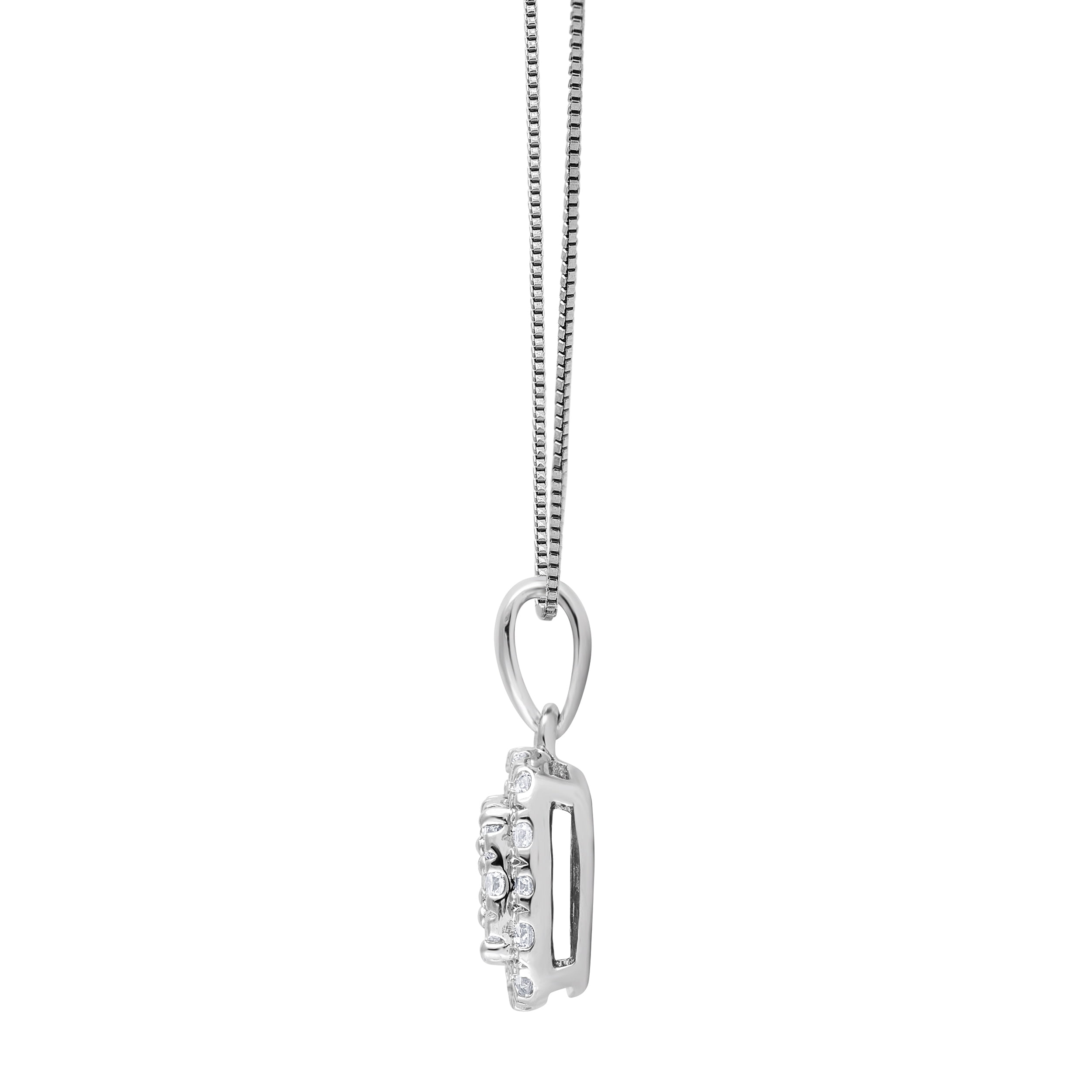 Unique Moments 1/3 Ct Lab-Grown Diamonds Cluster Pendant Necklace in Silver for Women (J, SI-I1)