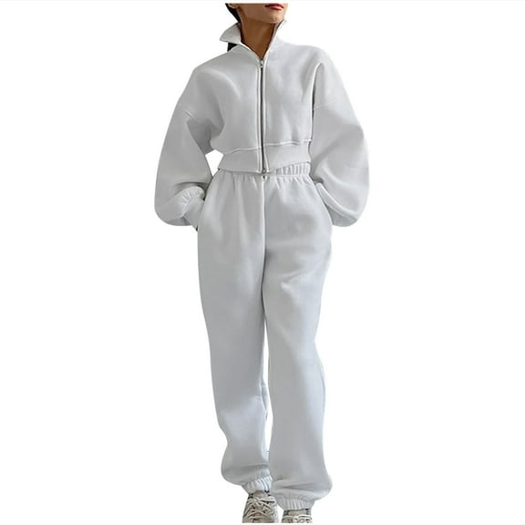 biudgviw Womens Comfy Outfits Winter Warm Fleece Long Sleeve Zip up Outwear Sweatshirt Jogger Sweatpants Tracksuit Sets