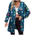 thumbnail image 2 of Puntoco moda mujer Navidad estampado suelto manga larga cárdigan otoño abrigo blusa Rollbacks Puntoco Puntoco-3115, 2 of 6