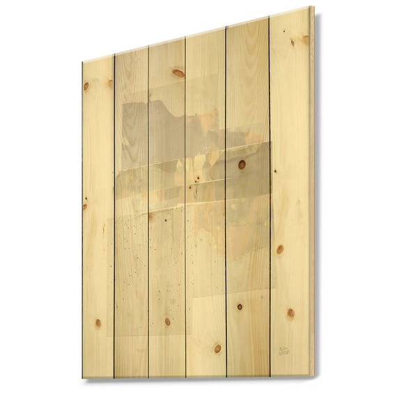 Designart 'Geometric Neutral Form III' Shabby Chic Print on Natural Pine Wood