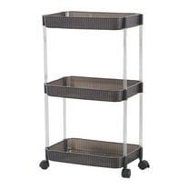 YIKA Large Floor Shelving Unit 3-Tier Mobile Storage Cart on Wheels Adjustable Tier Shelves Rolling Utility Cart Wheels for Kitchen Bathroom Office Living Room Storage Rack Organizer Cart