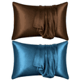 thumbnail image 3 of Silk Pillowcase for Hair and Skin, Real Silk Pillow Cases Queen, Not Satin Pillowcase, Zipper Closure (Coffee&Dark Blue 20x26in） (Coffee&Dark Blue 20x26in）, 3 of 8