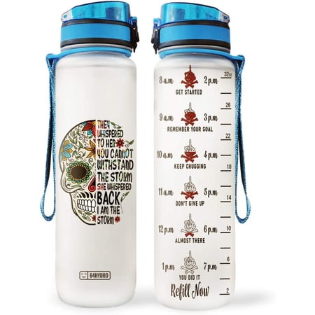 64HYDRO 32oz 1Liter Motivational Water Bottle with Time Marker, Sugar ...
