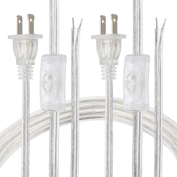 Uxcell 6 Feet 18AWG Lamp Cord with Plug, 2 Set SPT-2 UL List Lamp Power Cord Stripped Ends Ready for Wiring Lamp Wire, Clear