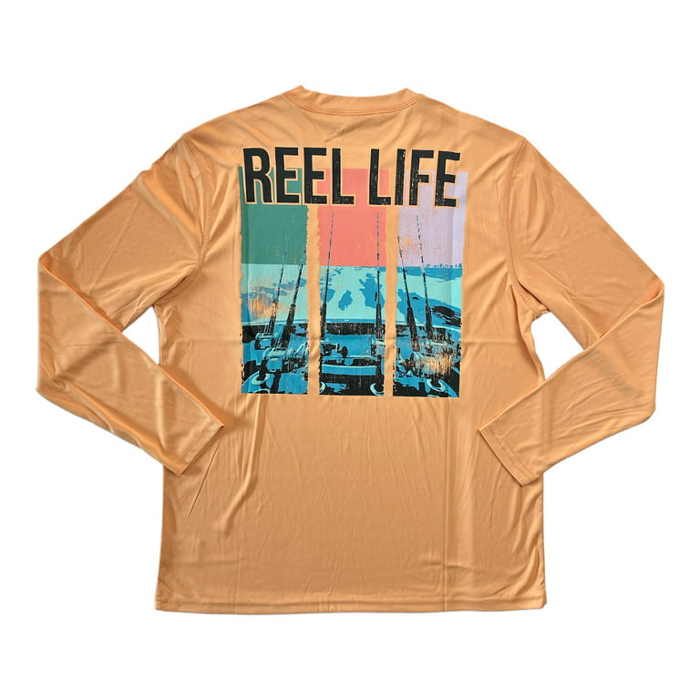 Reel Life Men's Sun Defender Lightweight Long Sleeve UV Tee (Apricot Wash,  M)