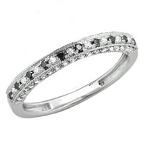 Dazzlingrock Collection 0.40 Carat (ctw) Alternating Round Black and White Diamond Wedding Band for Women in 10K White Gold, Size 7