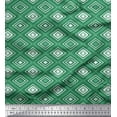 thumbnail image 1 of Soimoi Green Rayon Fabric Diamond & Triangle Geometric Printed Craft Fabric by the Yard 42 Inch Wide, 1 of 3