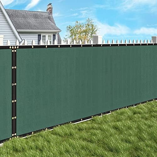 6' x 50' Privacy Screen Fence Outdoor Backyard Shade Windscreen Mesh Fabric with Heavy Duty Brass Grommets Commercial Grade 150GSM, Blackish Green$$Garden &