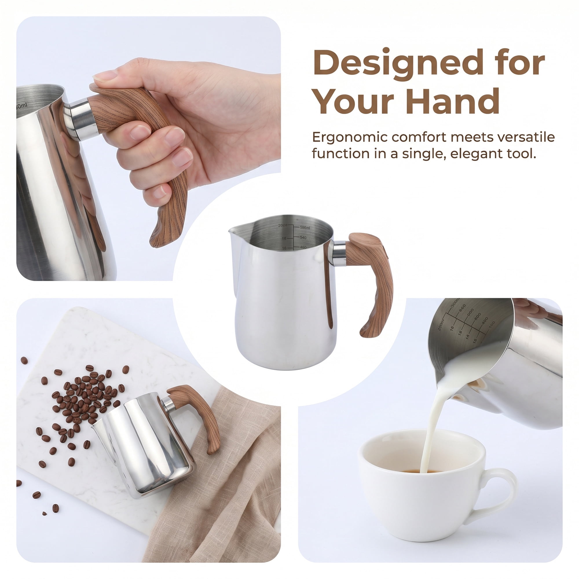Unique Bargains Stainless Steel Measuring Cup for Accurate Kitchen Work Silver 600ml