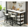 thumbnail image 6 of Lamerge Bar Dining Table Set for 2, 3 Piece Bar Table and Chairs Set, Kitchen Counter Height Dining Table Set, Small Kitchen Bar Table with Storage, Breakfast Nook Set for Small Space, White+Black, 6 of 10
