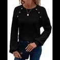 thumbnail image 1 of Blusas Tipo Túnica para Mujer, Cuello Redondo, Elegantes, con Encaje y Retazos, Blusas Informales, Suéteres. Negro L, 1 of 7