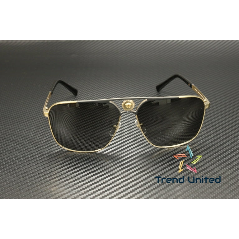 NEW Versace VE2238 143687 Gold Matte Black Gray Rectangle Metal Unisex Sunglasse VERSACE VE2238 143687 Gold/Matte Black Rectangle 61 mm Men main image 2