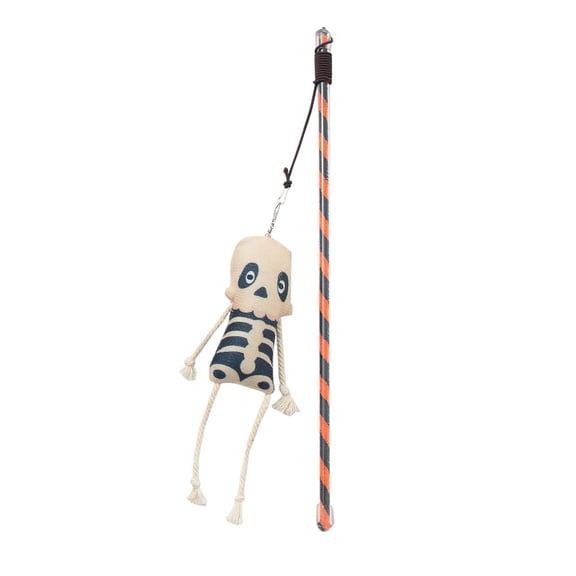 Leeye Halloween Cat Wand Toy, Interactive Cat Teaser Stick with Feather and Bell for Indoor Kittens Exercise & Play, 11.81x1.97x0.79in, 0.04 lb
