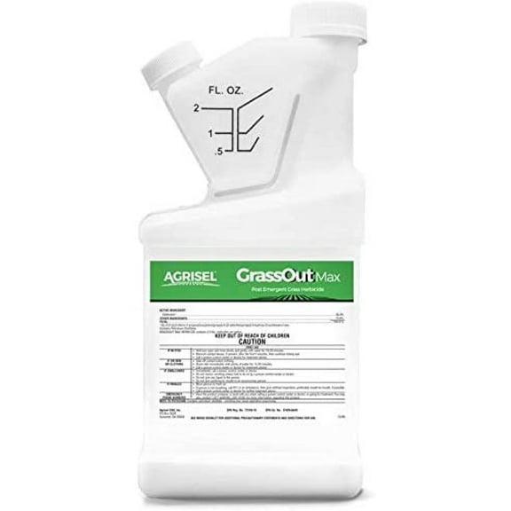 Agrisel GrassOut Max Selective Herbicide, 32 oz, 3-Pack of Gloves, Kills 50 Grassy Weeds