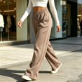 thumbnail image 4 of Women's High Waist Drawstring Wide Leg Sweatpants with Pockets Summer Loose Casual Lounge Trousers, 4 of 7