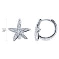 thumbnail image 2 of BERRICLE Sterling Silver Starfish Cubic Zirconia CZ Small Fashion Hoop Huggie Earrings for Women, Rhodium Plated 0.5 inch, 2 of 6