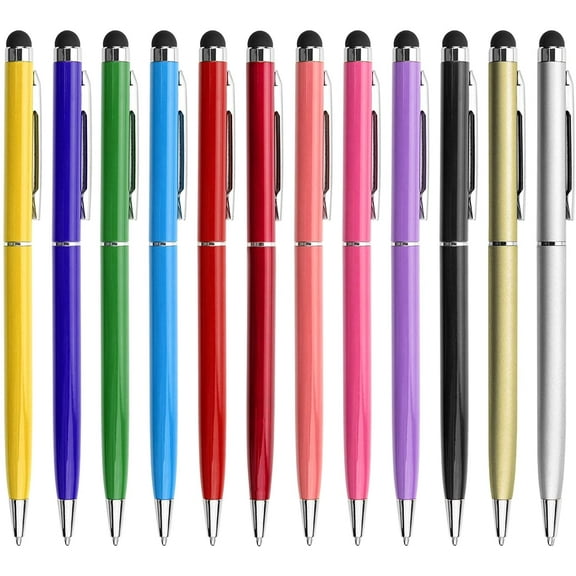 Ziediop Stylus Pen with Black Ink Ballpoint, for Tablets and Smartphones,12 Count