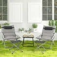 thumbnail image 2 of Costway 5pcs Patio Folding Sling Chair Set Ottoman Table Portable Headrest Outdoor Beach, 2 of 10