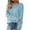 Light Blue, variant on Womens Sweater Pullover Crewneck Knit Long Sleeve Cable Knitted Sweaters Army Green L